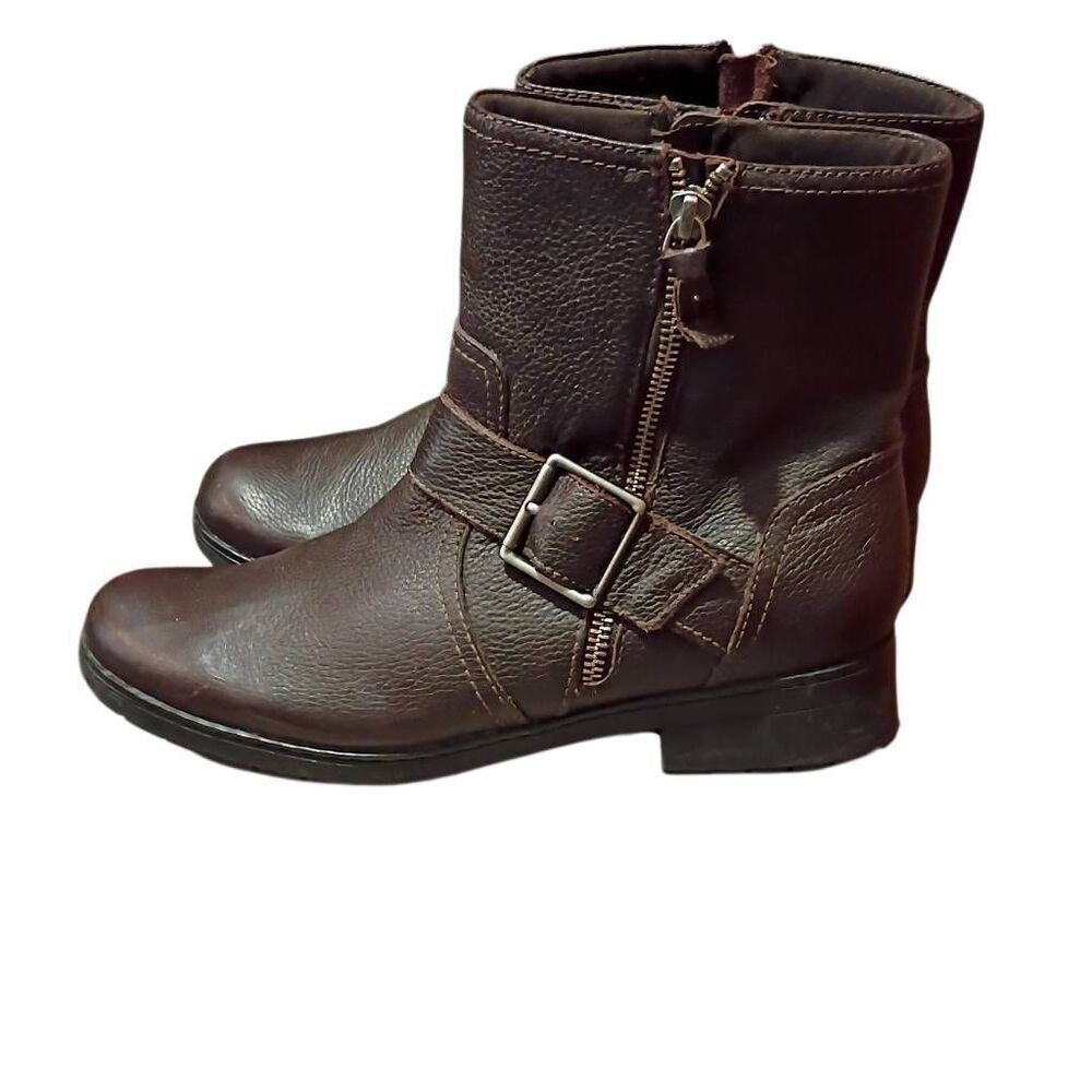 Clark's Women's Merrian Lynn Boots 8.5 Zip Sides Ankle Bootie Buckle Beauties - Picture 4 of 12